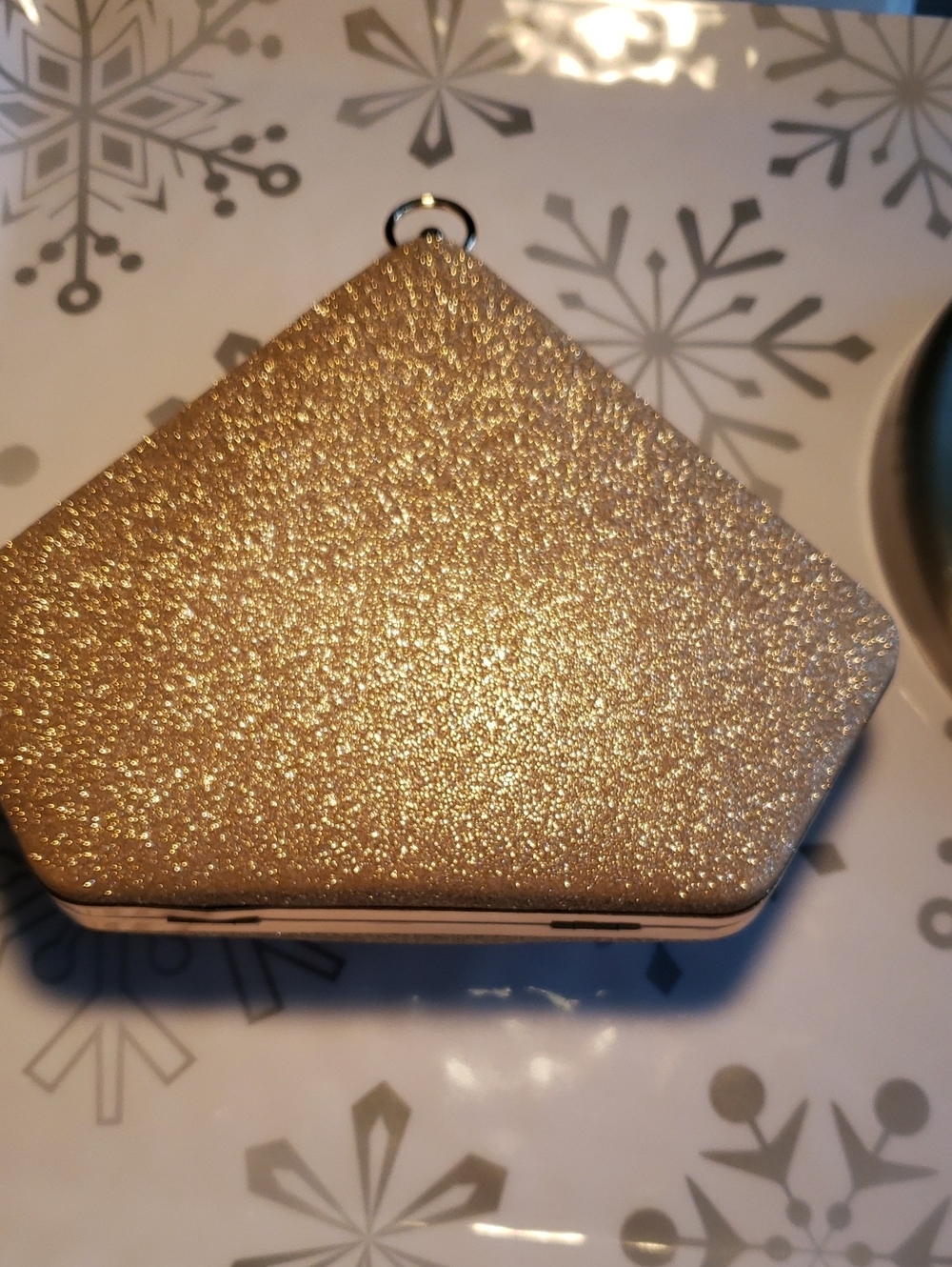 Glitter Diamond Shaped Clutch Handbag in Gold 6x6x6